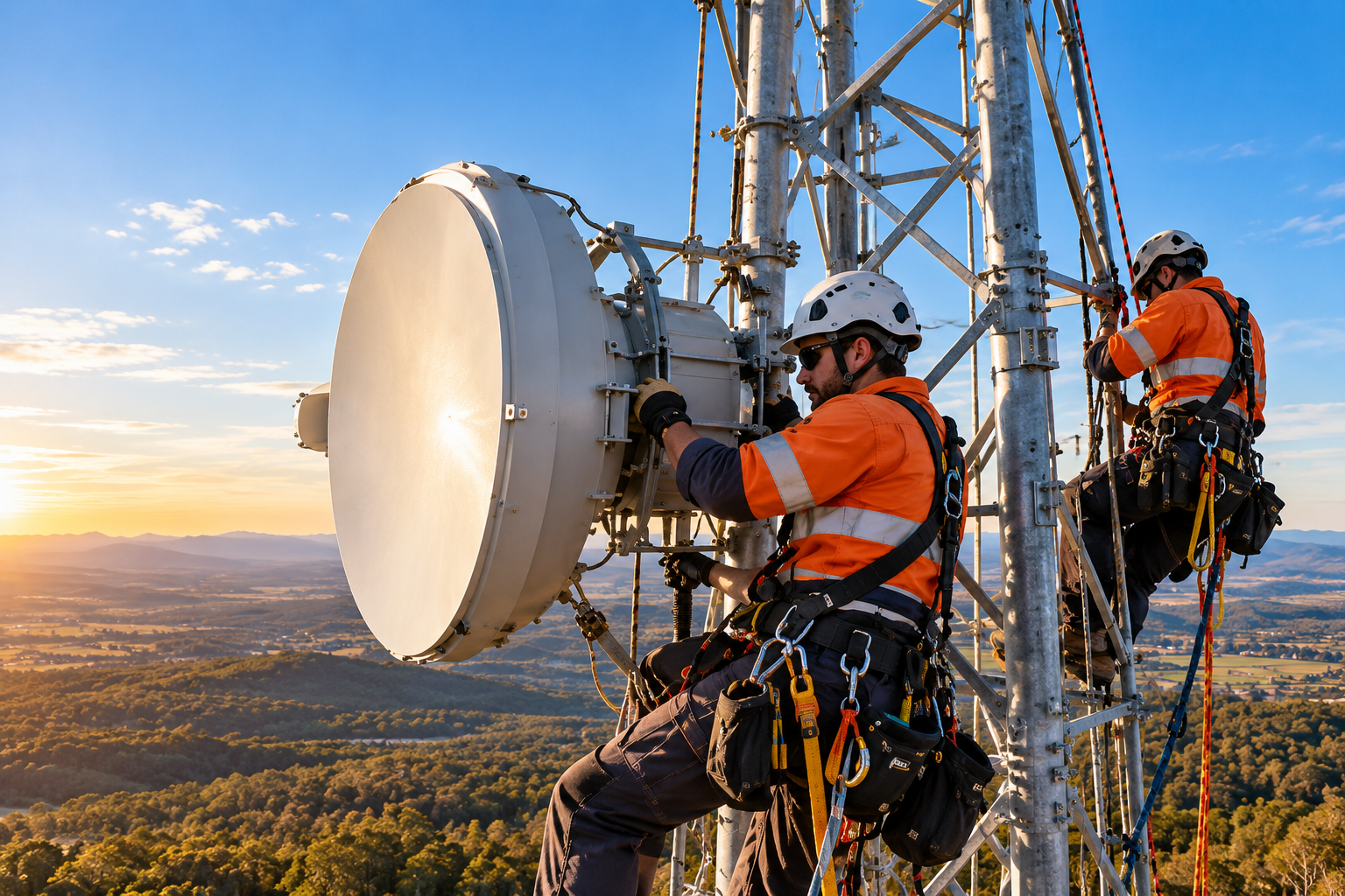 Telecom Technicians Above the Valley